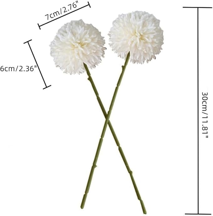 rtificial Chrysanthemum Ball Flowers – Realistic Faux Pom Pom Bouquet for Home, Wedding & Table Décor (White) - Image 5