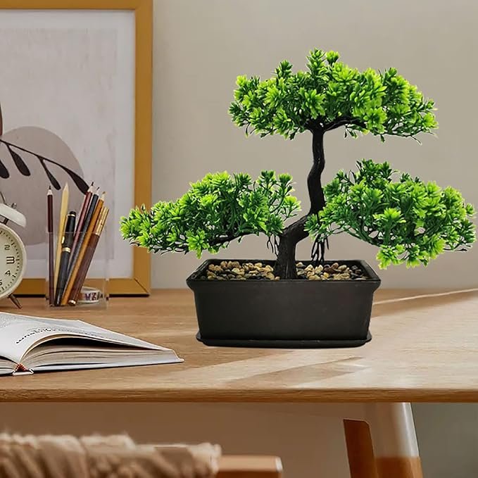 rtificial Bonsai Tree Faux Pine Plant for Home Office Desk, Bathroom & Living Room Décor - Image 3
