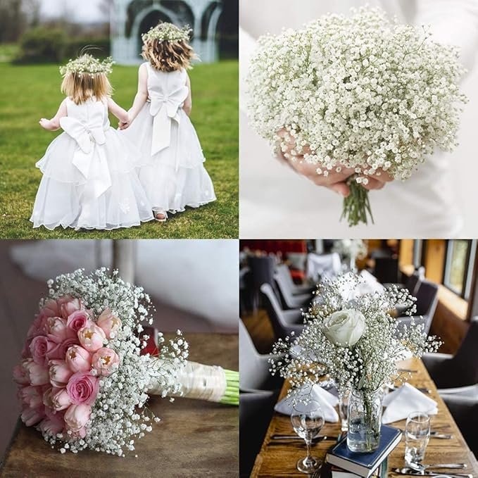 Artificial Baby’s Breath Flowers Bouquet – Realistic Faux Gypsophila Arrangement for Wedding, Home & Table Decoration (White) - Image 3