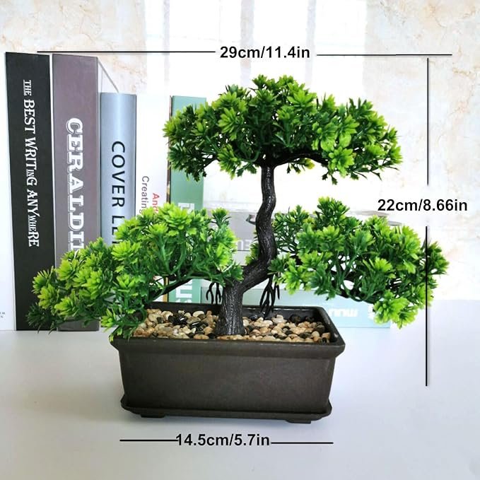 rtificial Bonsai Tree Faux Pine Plant for Home Office Desk, Bathroom & Living Room Décor - Image 2