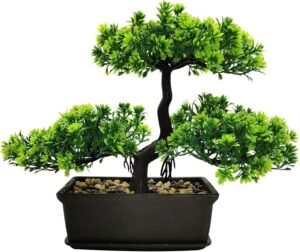 rtificial Bonsai Tree Faux Pine Plant for Home Office Desk, Bathroom & Living Room Décor