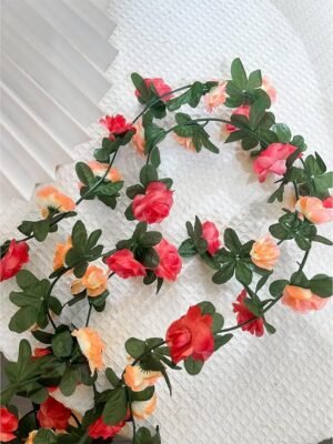 250cm Artificial Peony Flower Vine – Realistic Silk Faux Hanging Garland for Wedding, Home & Garden Décor (Dusky Pink)